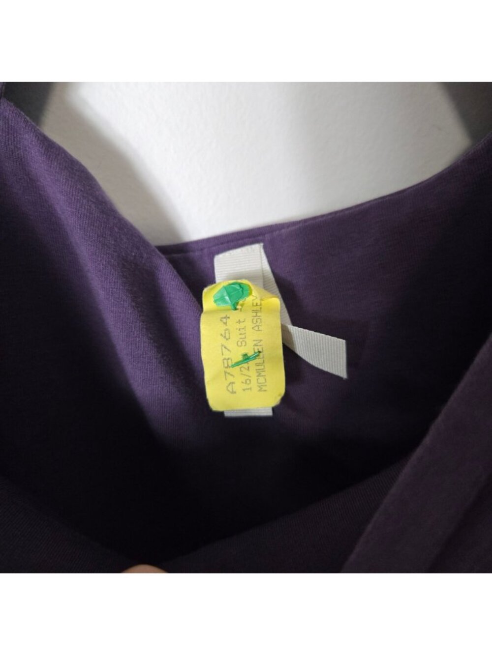 Pact Size S Open-Back Midi Dress 3/4 Sleeve Organic Cotton Wine Purple Fit Flare - Picture 7 of 11
